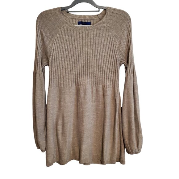 APT 9 Long Tunic Sweater with Balloon Sleeves with Silver Threading Large - Picture 1 of 15